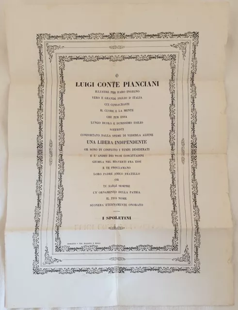 Spoleto Risorgimento Conte Luigi Pianciani Guerre D’indipendenza 1860