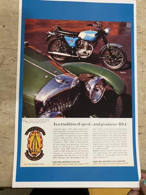 BSA Starfire Vintage Motorcycle Poster Advertisement B3003