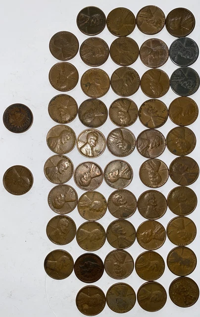 1 US Lincoln Wheat Cent Penny Roll 1909 IHC/1909 VDB (50 Coins) Old Vintage 8