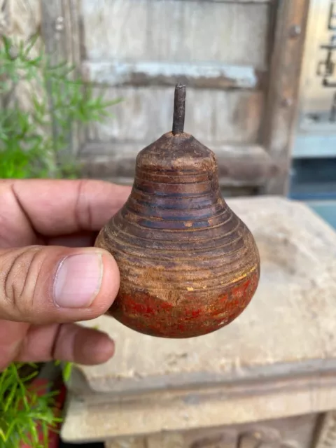 Ancient Old Wooden Hand Crafted Hand Lacquer Painted Rotting Bulb Toy Folk Art
