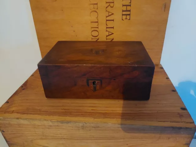 Antique Wooden Box With Inlay Pattern