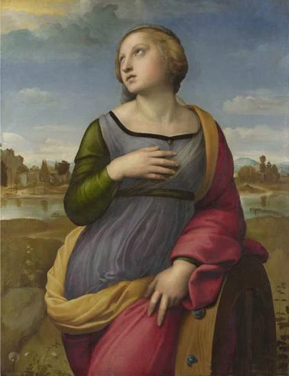 Art Oil painting portraits Rafael "Saint Catherine of Alexandria" in landscape