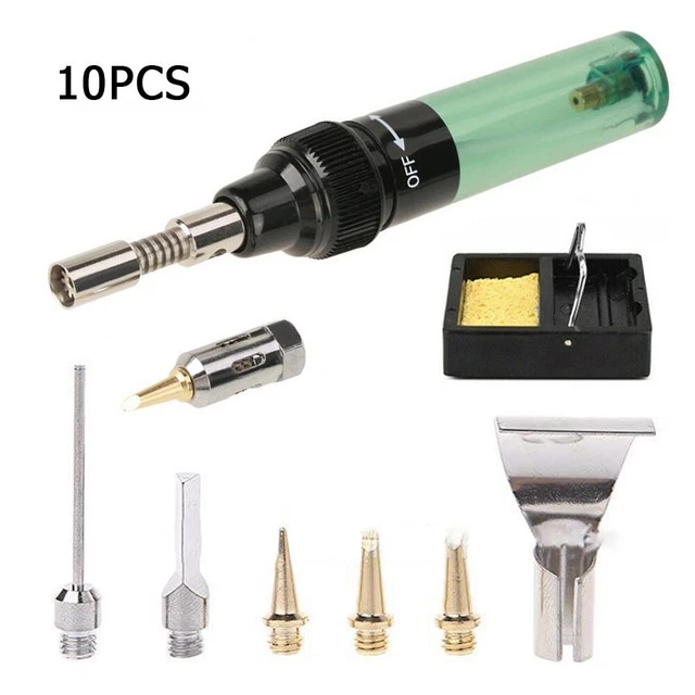 Butano Gas Saldatore Cordless Saldatura Torcia Penna Strumenti W/ Set di