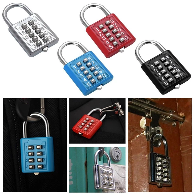 FOBOZONE - Lucchetto a combinazione, a 4 cifre, impermeabile, ripristinabile, per armadietti, cancelli, cassette degli attrezzi, armadietti scolastici (L nero, 4 pezzi
