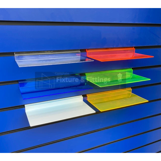 ACRYLIC SLATWALL SHELF Slat Board Display Shelf/ Shelves Multi Color