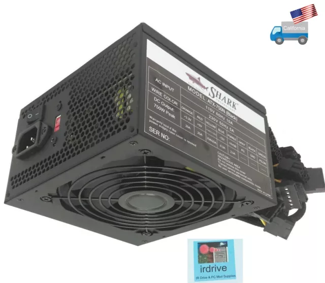 NUEVO 750-Vatios Negro ATX 12V PCIE Ventilador Silencioso 120mm Escritorio PC FUENTE DE ALIMENTACIÓN 4/8pines