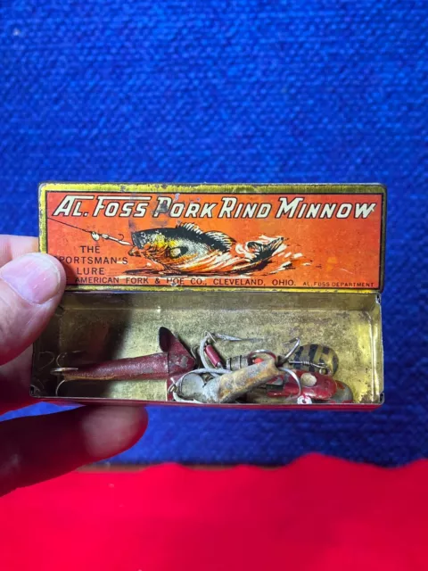 Vintage **Al Foss** Pork Rind Minnow Lure Tin. AA-166