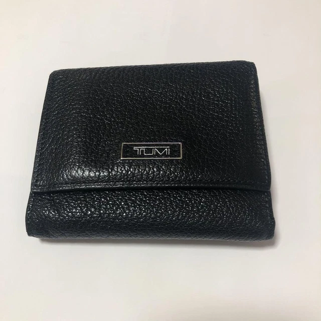 Tumi Leather Men's Trifold Wallet 3.93x4.33x0.59 in. Black Luggage Carry-on Used
