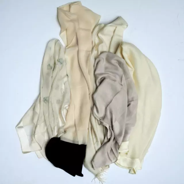 Five (5) Quality Scarves White/Black Colors, C.Klein, Bergdorf's, Anne Klein II