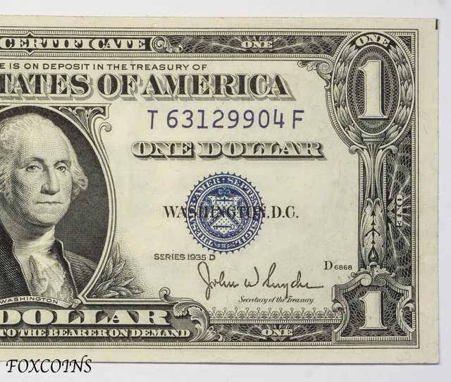 Uncirculated Silver Certificate $1.00 Note: Series 1935-D