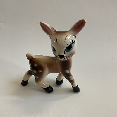 Vintage Kitsch Mid Century Bambi Deer Fawn Ceramic Figurine   Long Lashes
