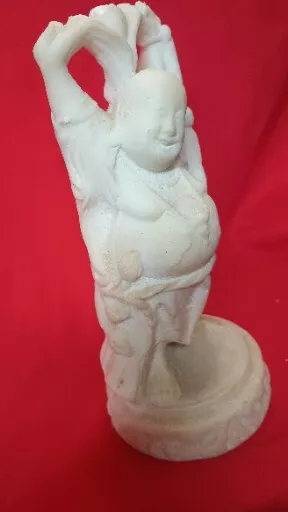 28 Chinese Hand Carved Figurine Stretching Laughing Buddha 7.5 In High Statue