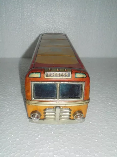 Vintage Battery MT Trademark Nonstop Express Long Passenger Bus Tin Toy,Japan 2