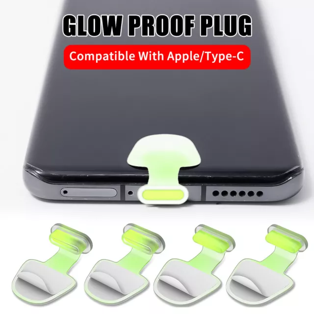 2X Anti-Dust Plug for IPhone/Type-C Port Protector Silicone Luminous Dust Plug