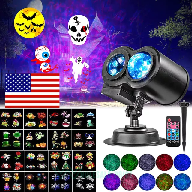Halloween Christmas LED Projector Laser Lights Outdoor Ocean Wave Patterns Party