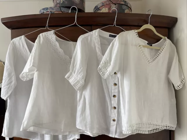 Bundle Of Stunning Ladies Size 8 White Tops Ready For Summer M&S White Stuff