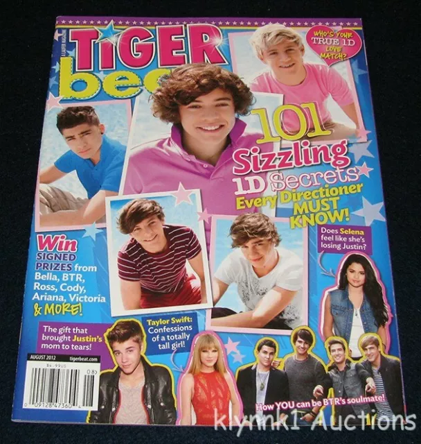 Tiger Beat Magazine Aug 2012 One Direction Harry Niall Selena Justin Bieber Zayn