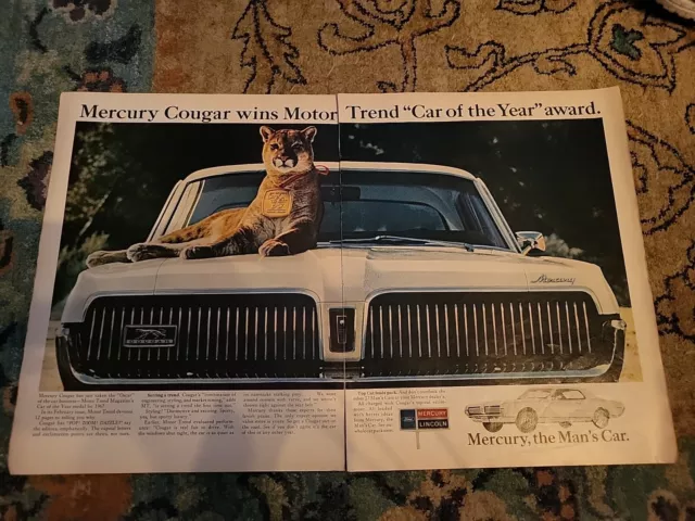 February 1967 Look Magazine Mercury Cougar Double Page Print Ad 0 99