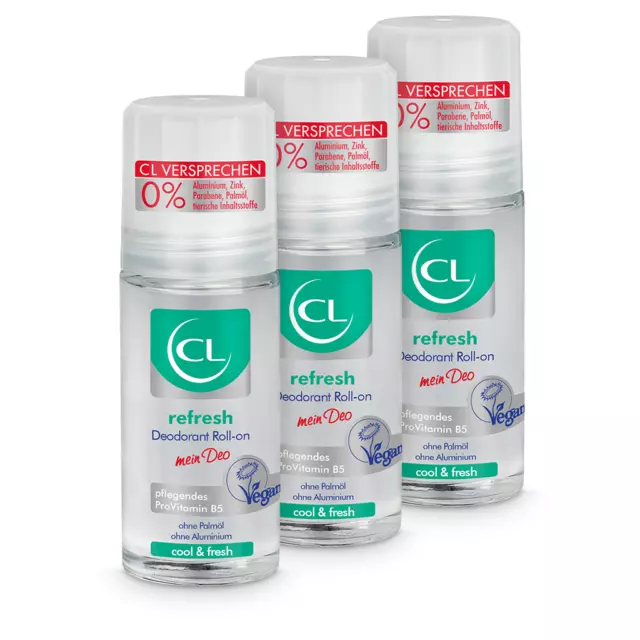 CL refresh Deodorant Roller mit kühlender Wirkung 3x 50 ml - Deo Deoroller