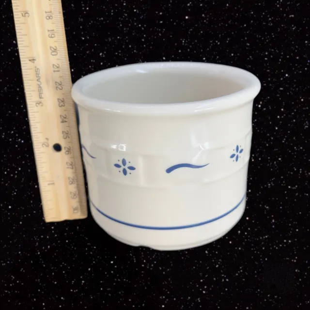 Longaberger Pottery Heirloom Ivory Blue Design 1 Pt Crock Utensil Holder Candle 2
