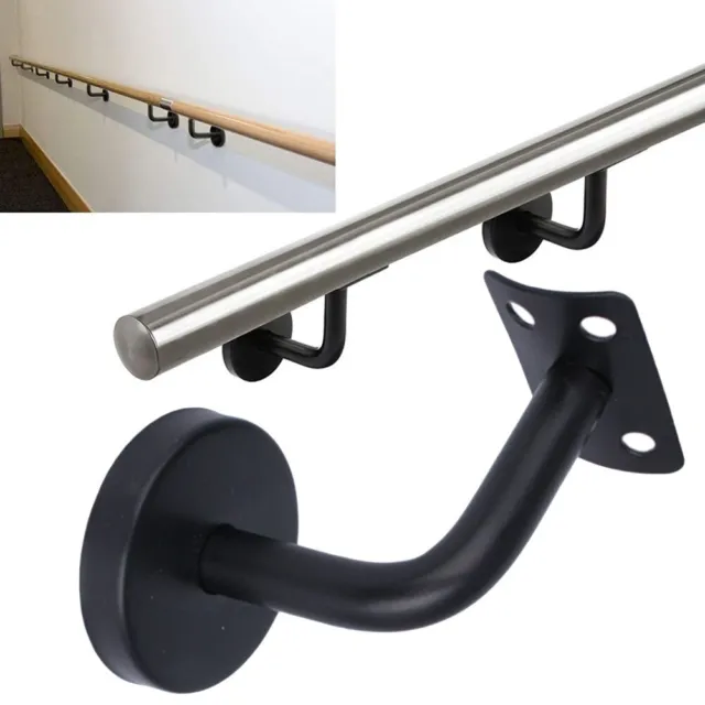 Durable Black Handrail Bracket Wall Mounted Support for Stair Railings