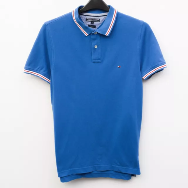 Tommy Hilfiger Hommes M Polo Manches Courtes Coton Bleu Décontracté Habillé Top