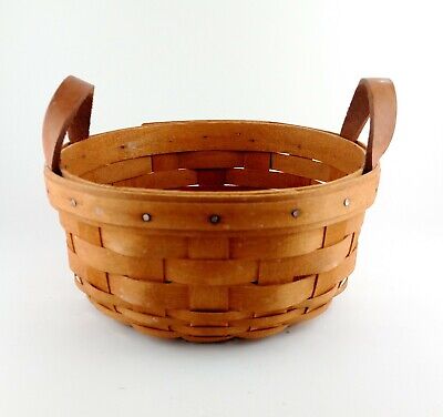 1995 Longaberger Woven Traditions Small Round Basket #12524 Saffron Booking