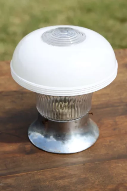 Vintage Skyscraper Art Deco Ceiling Light Fixture Glass Globe Shade School House