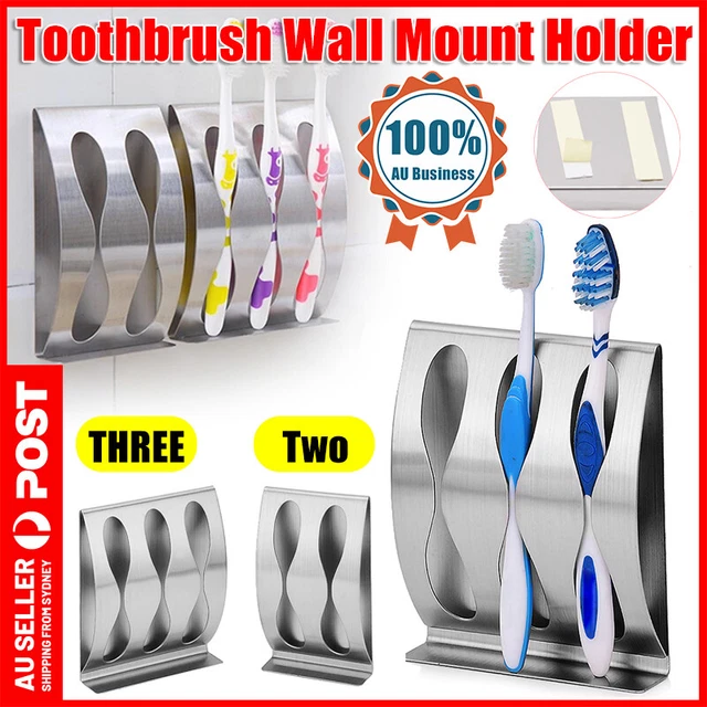 Toothbrush Wall Mount Holder Stainless Steel Suction Cups Bathroom Organizer AU