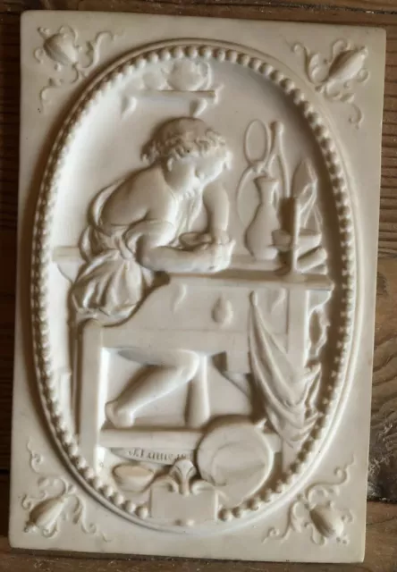 Très Rare Plaque en Porcelaine de Sèvres Biscuit Signé LARUE 1884