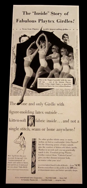 VINTAGE PLAYTEX LINGERIE print ad 1954 - girdles, bras, leaping $5.99 -  PicClick