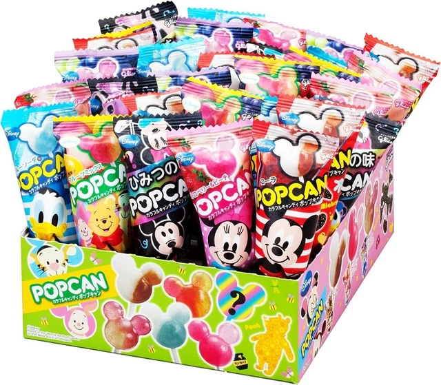 Glico Disney PopCan Mickey Candy Soda Cola Lollipop Sweet Snack 30 Sticks JP