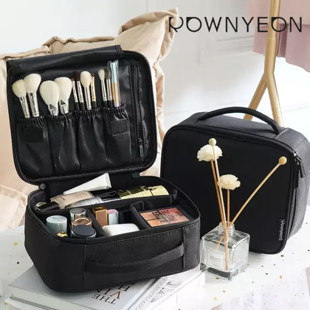 Rownyeon Large Capacity Travel Makeup Bag Portable Makeup Train Case Cosmetic Ba