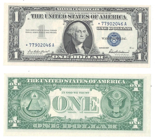 1957 $1 Silver Certificate Star Note *-A Block Uncirculated Fr 1619* #046