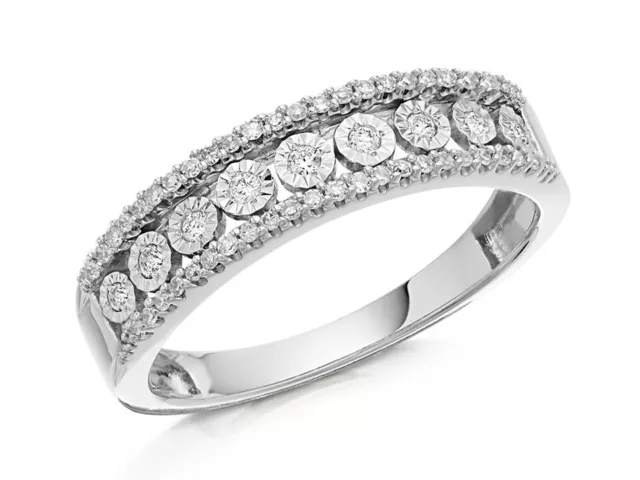 F.Hinds Womens 9ct White Gold Diamond Band Ring - 20pts