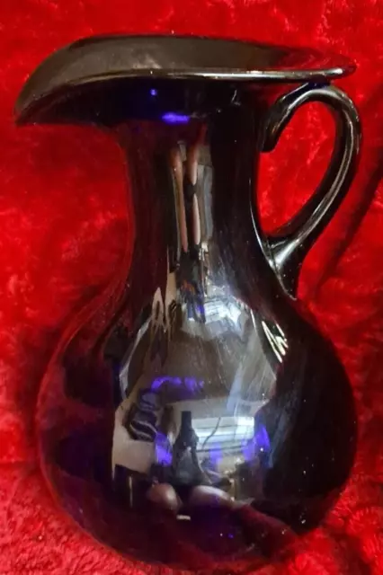 Collectible Extra Large Cobalt Blue Blown Glass Vase - Pitcher