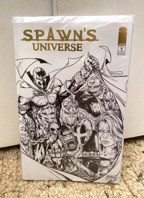 Spawn's Universe #1 Gold Foil Variant McFarlane Store Exclusive B&W Cover Image