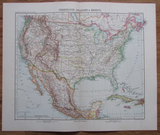 Vereinigte Staaten und Mexico - historische Landkarte aus 1906 old map