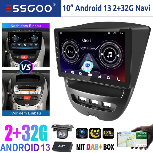Hikity Android Autoradio 9 Zoll Für Toyota Aygo/Peugeot 108/Citroen C1 – Mit CarPlay & Rückfahrkamera