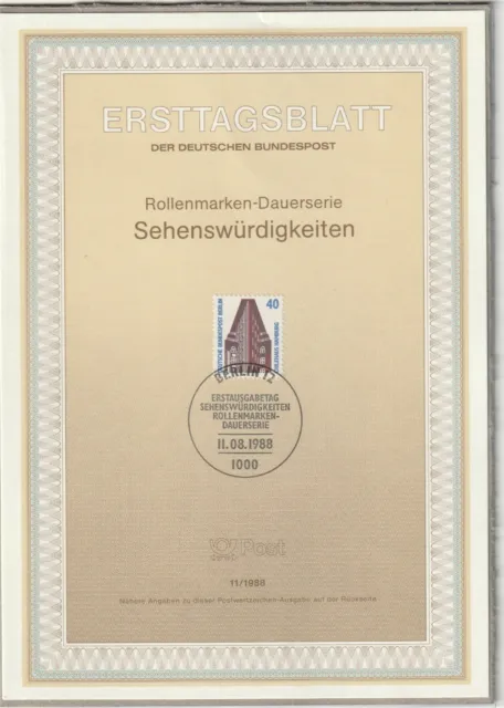 Ersttagsblatt ETB 11/1988 - "Sehenswürdigkeiten" Chilehaus Hamburg - Bundespost