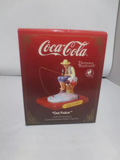 Coca-Cola Norman Rockwell Out Fishin 100th Anniversary Edition Figurine  New Box