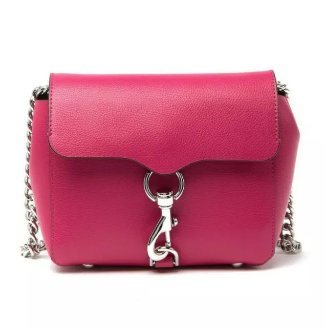 NWT Rebecca Minkoff Stella Mini Leather Crossbody Bag Bright Fuschia