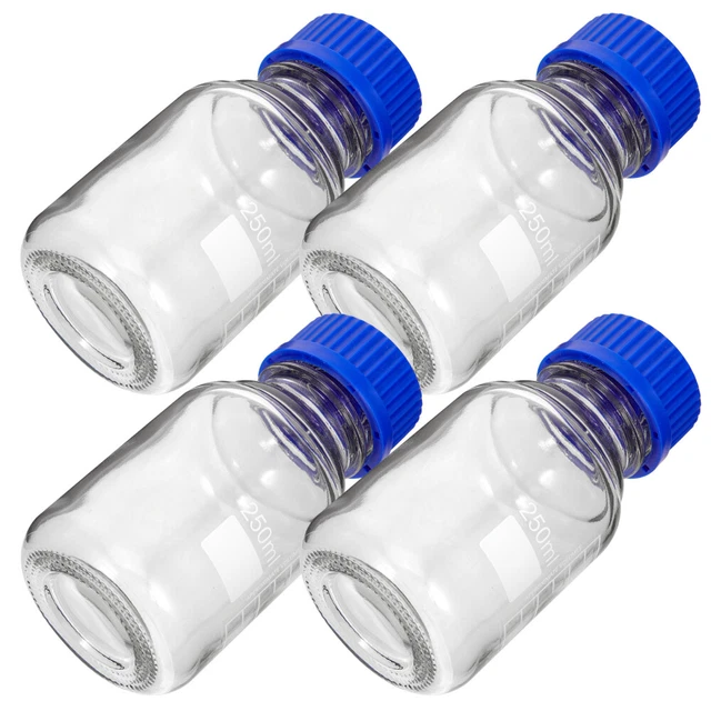 4 piezas botella de reactivo con cierre azul recipiente de sellado de muestra azul