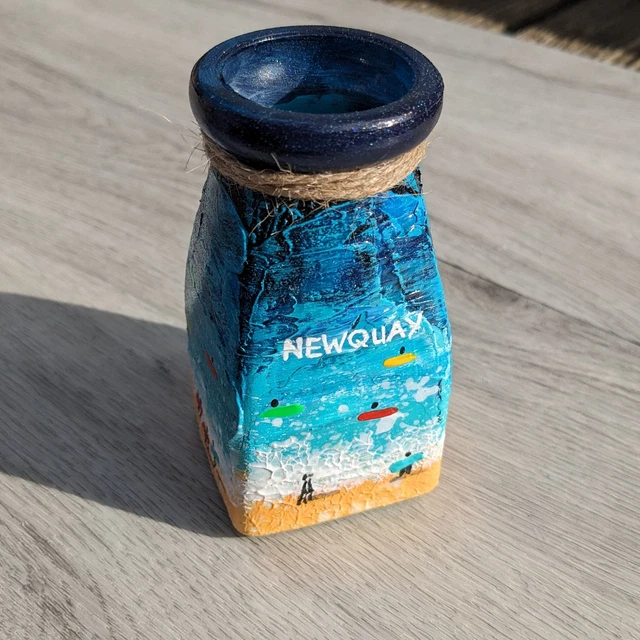 Hand Painted Glass Milk Bottle