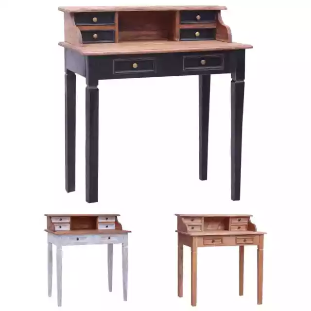 Bureau avec Tiroirs Table Ordinateur Écriture Bois de Récupération Solide