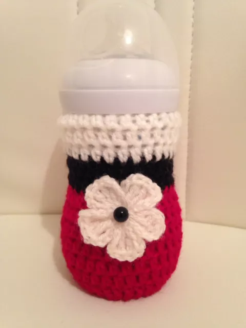 hand crochet 3D FLOWER baby bottle cover tommee tippee dr brown MAM Nuk