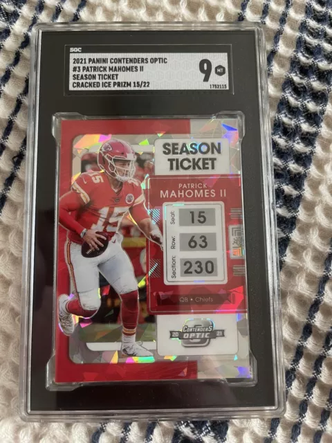 2021 Panini Contenders Optic Patrick Mahomes Cracked Ice 15/22 Jersey # Chiefs