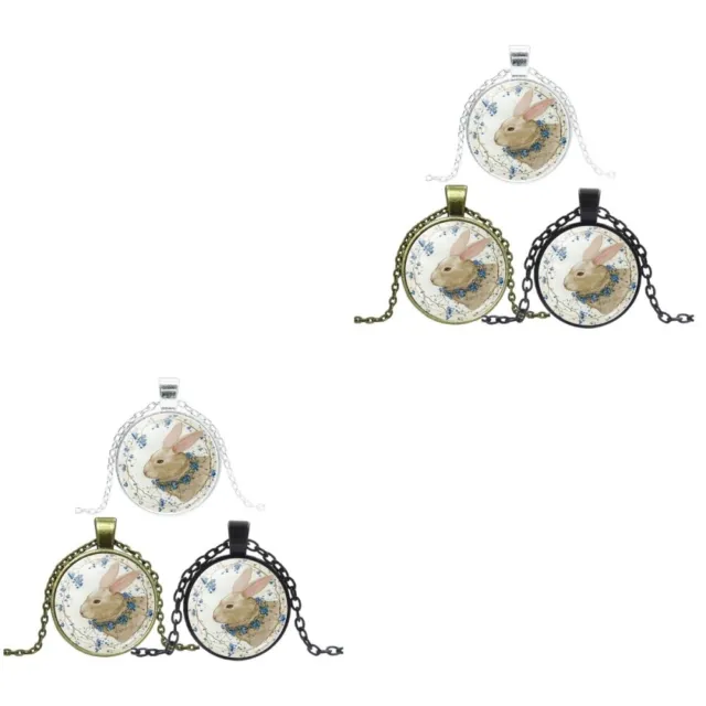 6 Pcs Easter Neck Accessories Christmas Decor Rabbit Necklace Locket