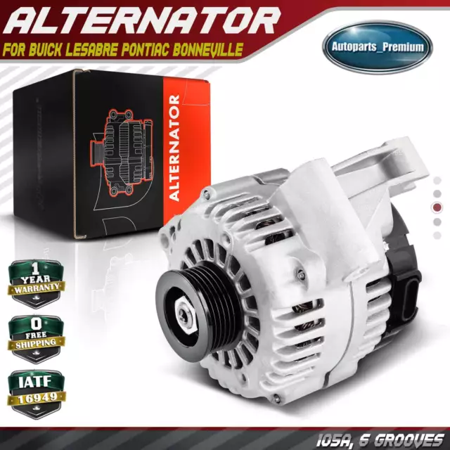 Alternator for Buick LeSabre Pontiac Bonneville 2000-2004 V6 3.8L 105 Amp 12V CW