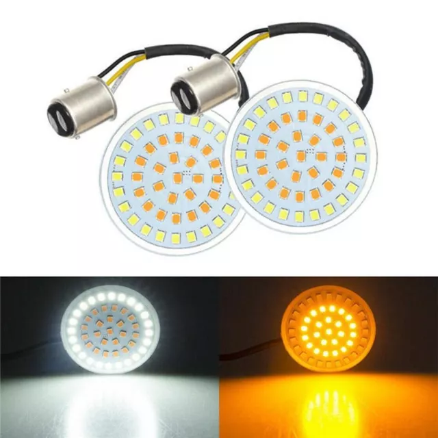 Upgrade your For Harley's Lighting System with 2x 1157 LED White Amber Inserts